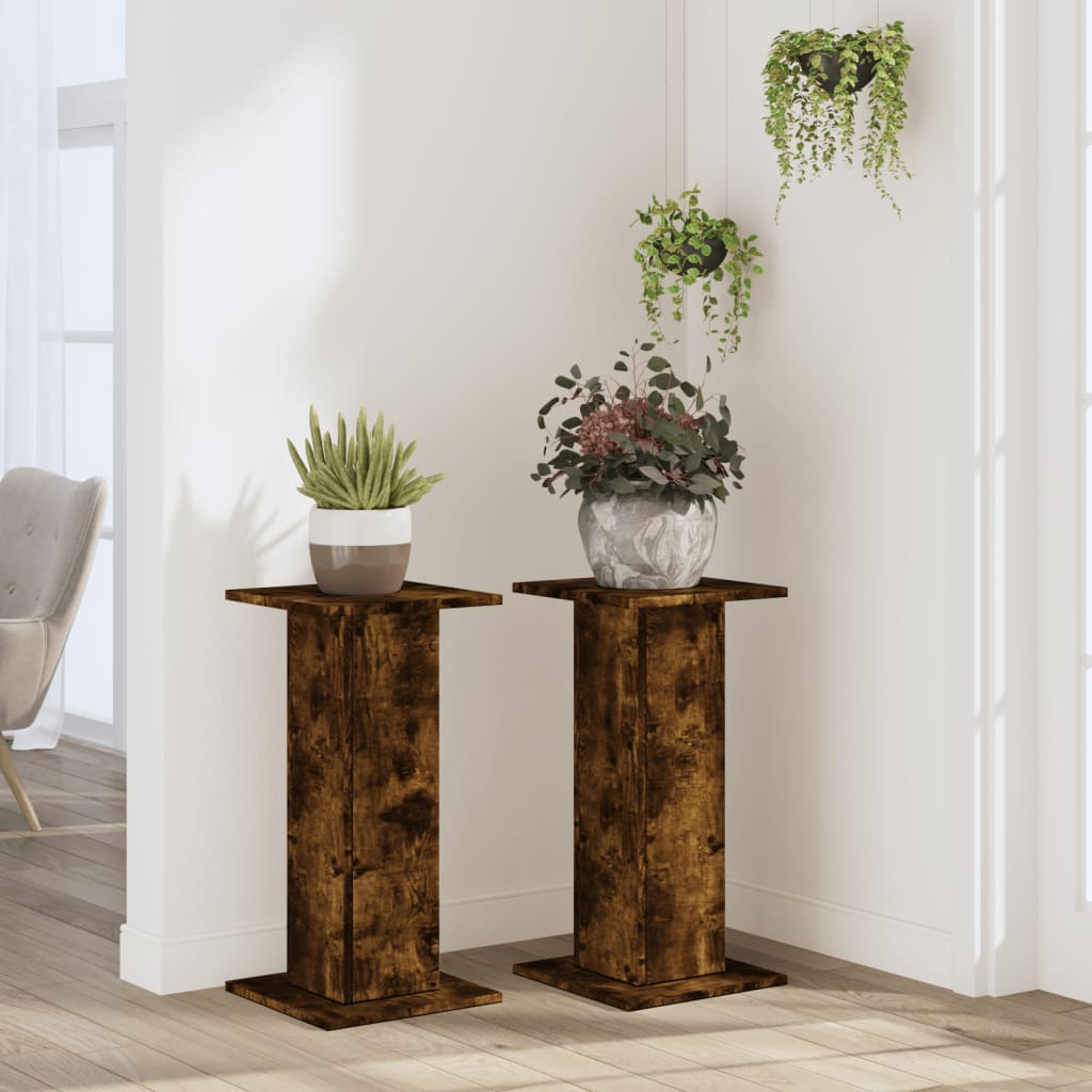 Plant Stands 2 pcs Smoked Oak 30x30x60 cm Engineered Wood