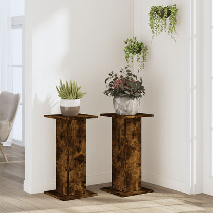 Plant Stands 2 pcs Smoked Oak 30x30x60 cm Engineered Wood