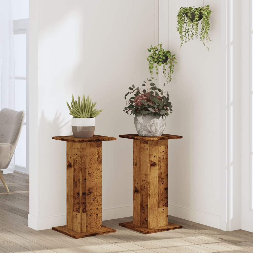 Plant Stands 2 pcs Old Wood 30x30x60 cm Engineered Wood