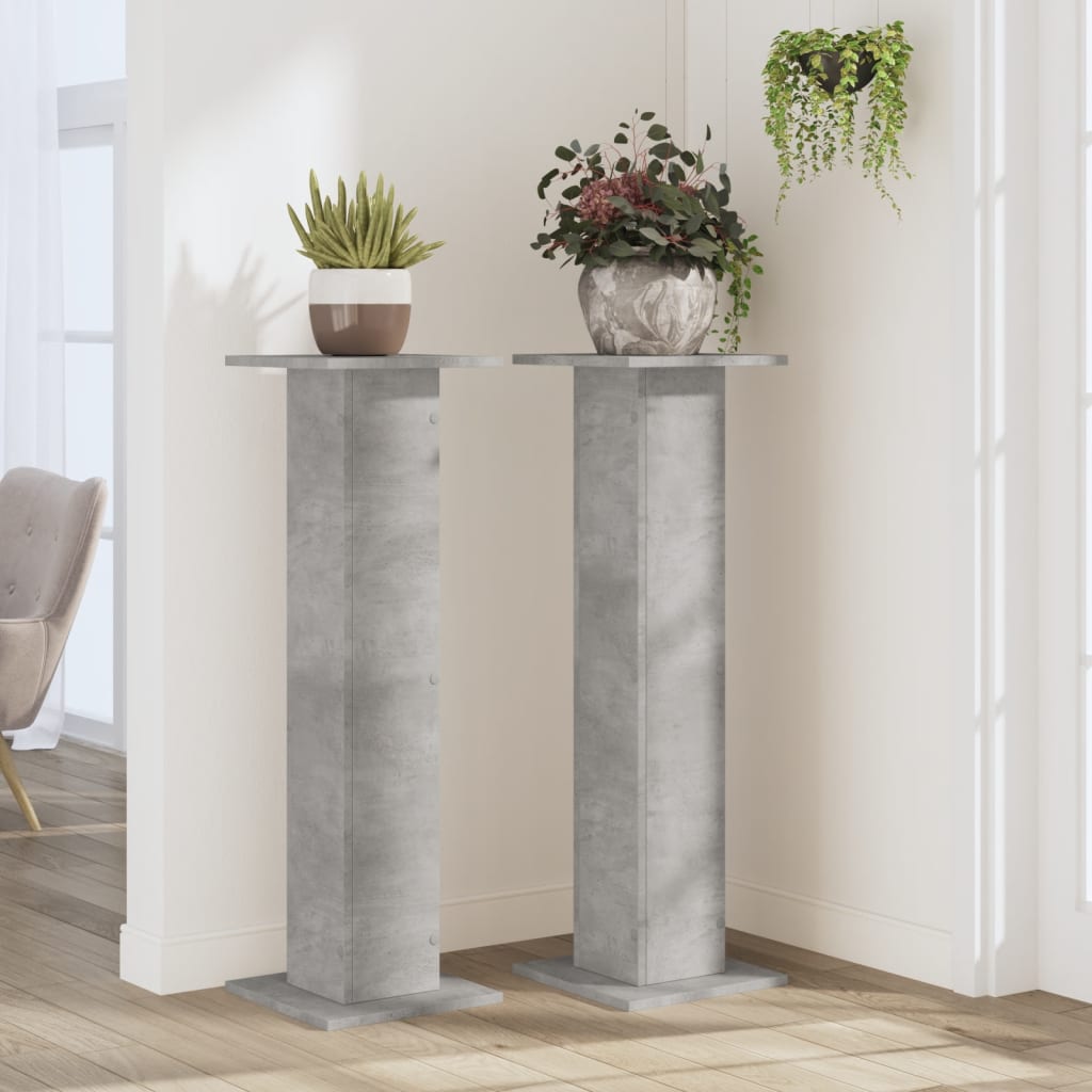 Plant Stands 2 pcs Concrete Grey 30x30x95 cm Engineered Wood