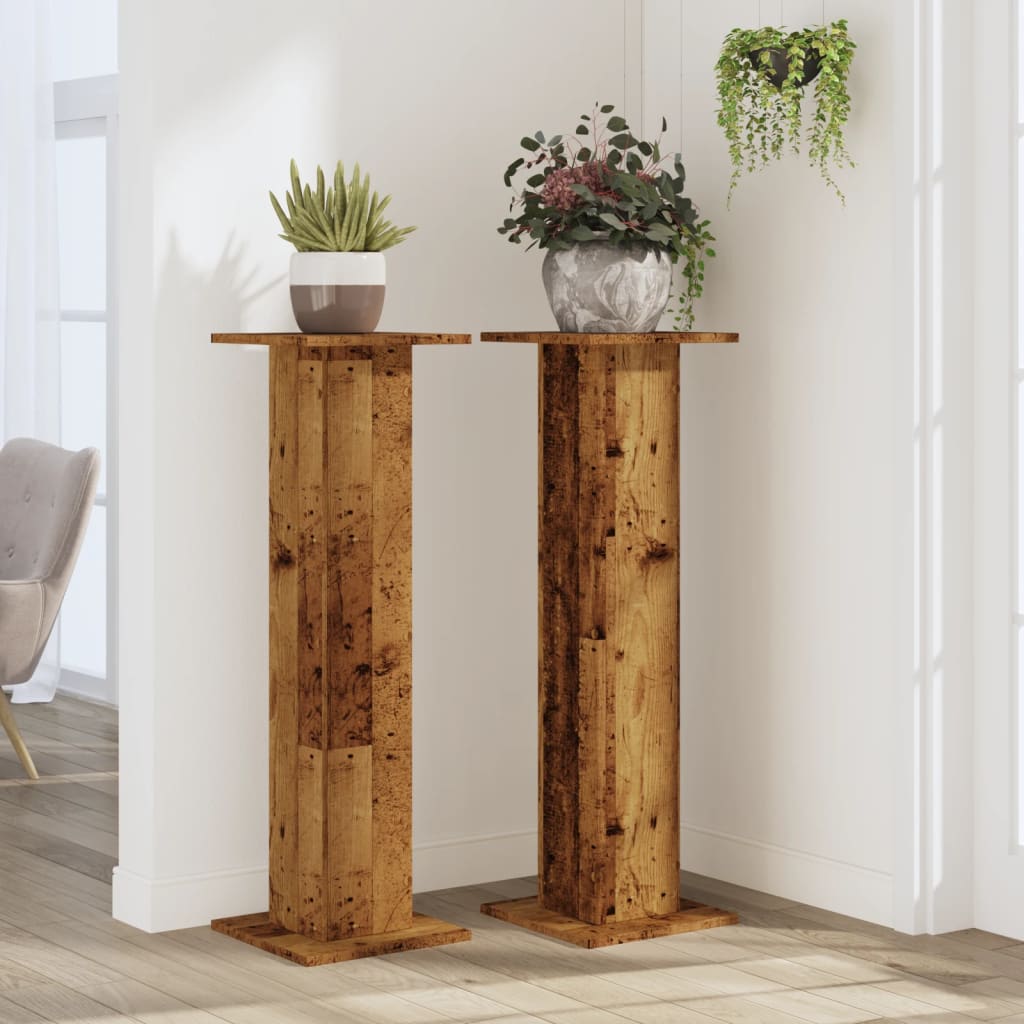 Plant Stands 2 pcs Old Wood 30x30x95 cm Engineered Wood