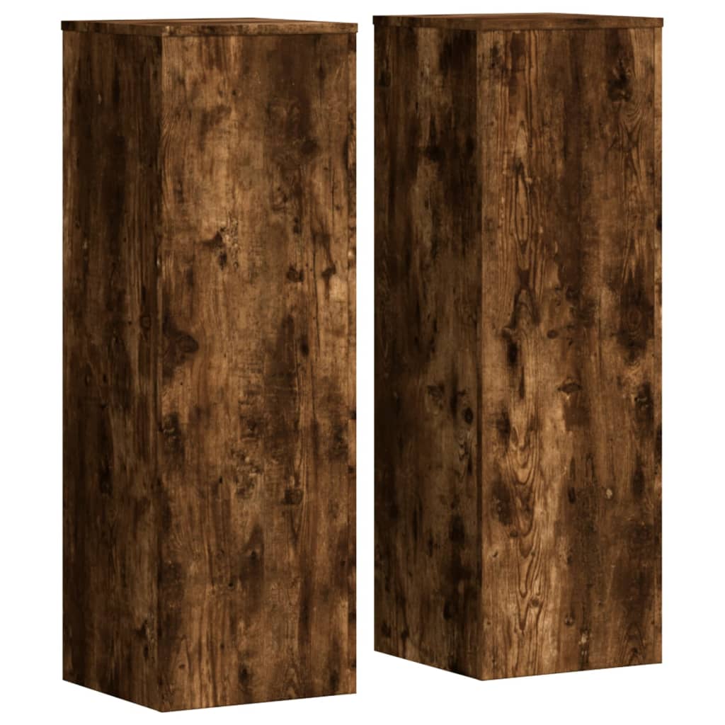 Plant Stands 2 pcs Smoked Oak 33x33x100 cm Engineered Wood
