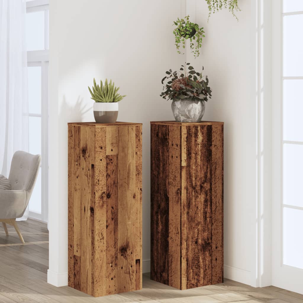 Plant Stands 2 pcs Old Wood 33x33x100 cm Engineered Wood