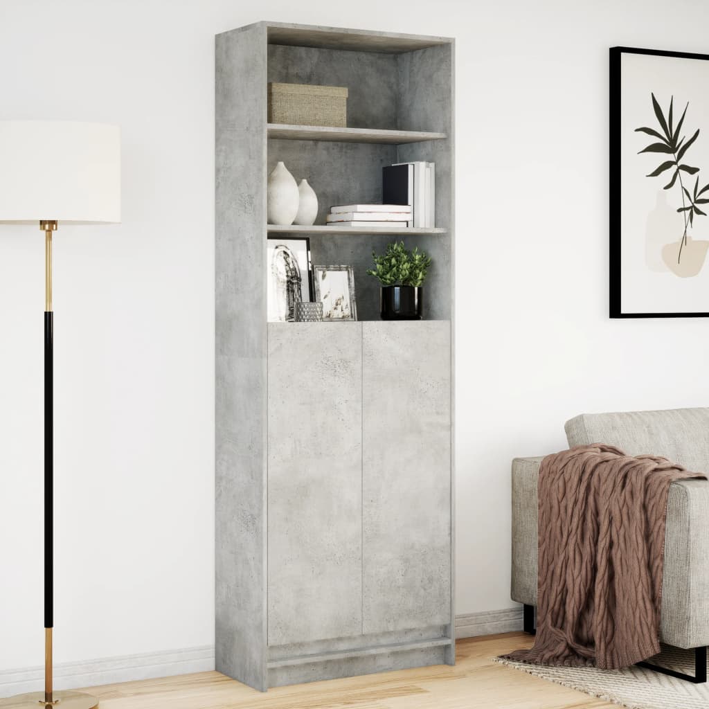Highboard with LED Concrete Grey 69x32,5x200 cm Engineered Wood