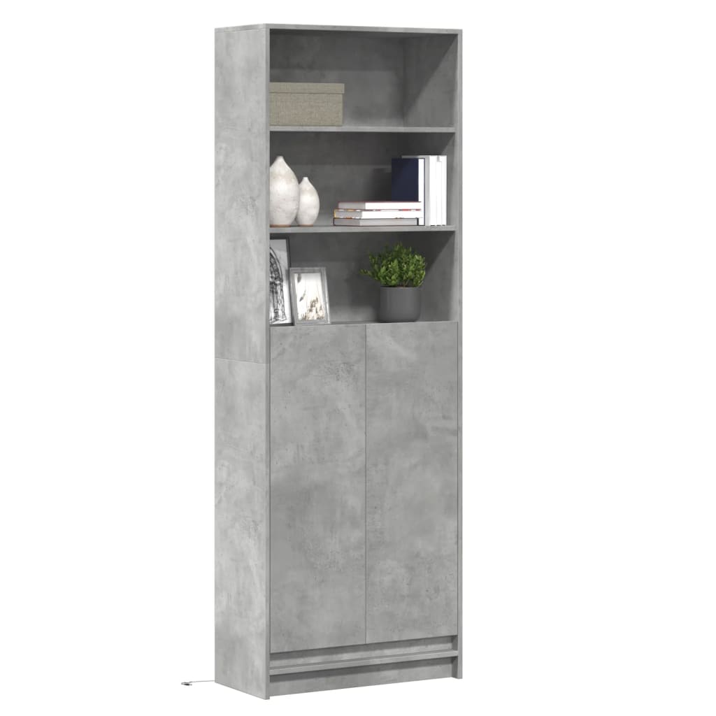 Highboard with LED Concrete Grey 69x32,5x200 cm Engineered Wood