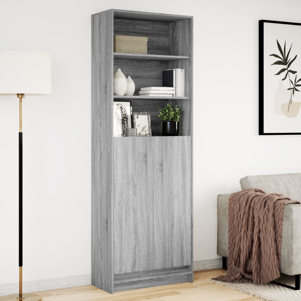 Highboard with LED Grey Sonoma 69x32.5x200 cm Engineered Wood