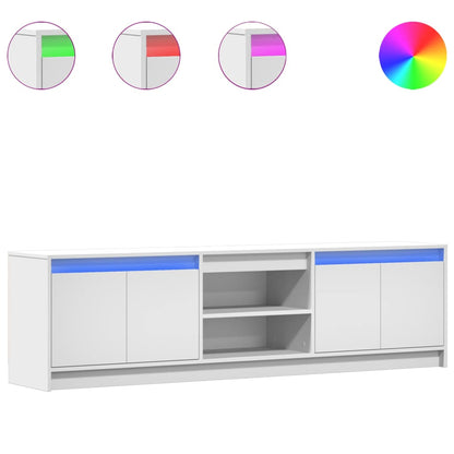 TV Cabinet with LED White 180x34x50 cm Engineered Wood