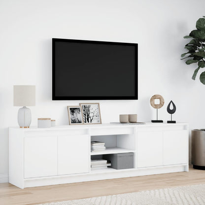 TV Cabinet with LED White 180x34x50 cm Engineered Wood