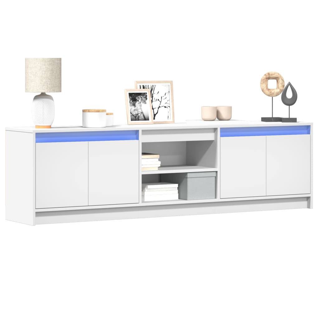 TV Cabinet with LED White 180x34x50 cm Engineered Wood