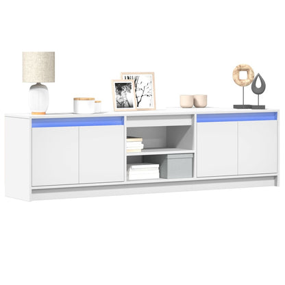TV Cabinet with LED White 180x34x50 cm Engineered Wood