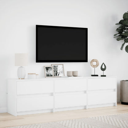 TV Cabinet with LED White 180x34x50 cm Engineered Wood