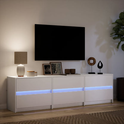 TV Cabinet with LED White 180x34x50 cm Engineered Wood