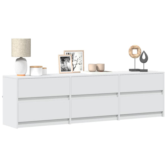 TV Cabinet with LED White 180x34x50 cm Engineered Wood