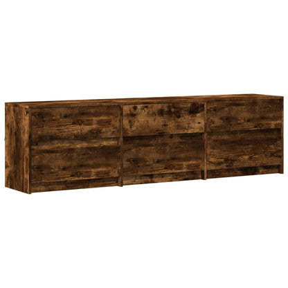 TV Cabinet with LED Smoked Oak 180x34x50 cm Engineered Wood