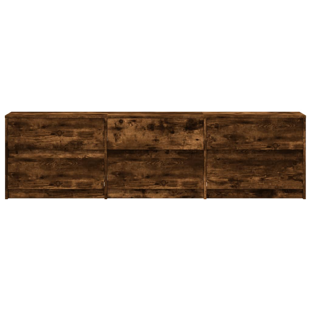 TV Cabinet with LED Smoked Oak 180x34x50 cm Engineered Wood