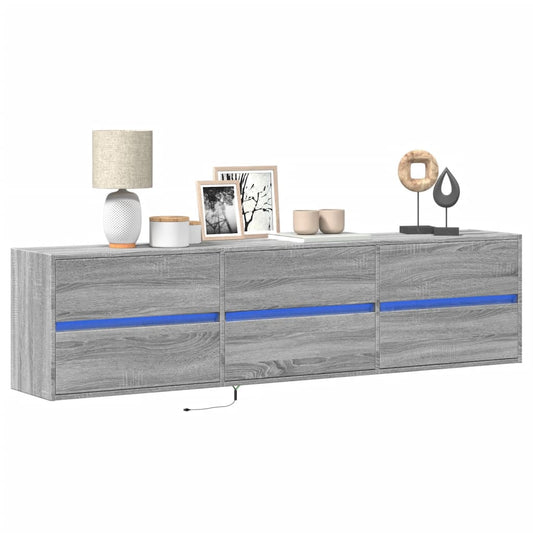 TV Wall Cabinet with LED Grey Sonoma 180x31x45 cm