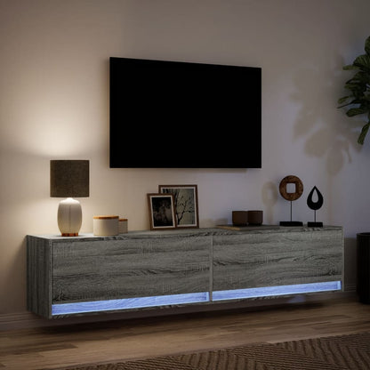 TV Wall Cabinet with LED Grey Sonoma 180x31x38 cm