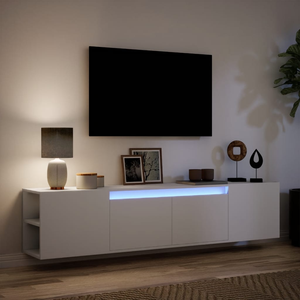 TV Wall Cabinet with LED White 180x31x39.5 cm