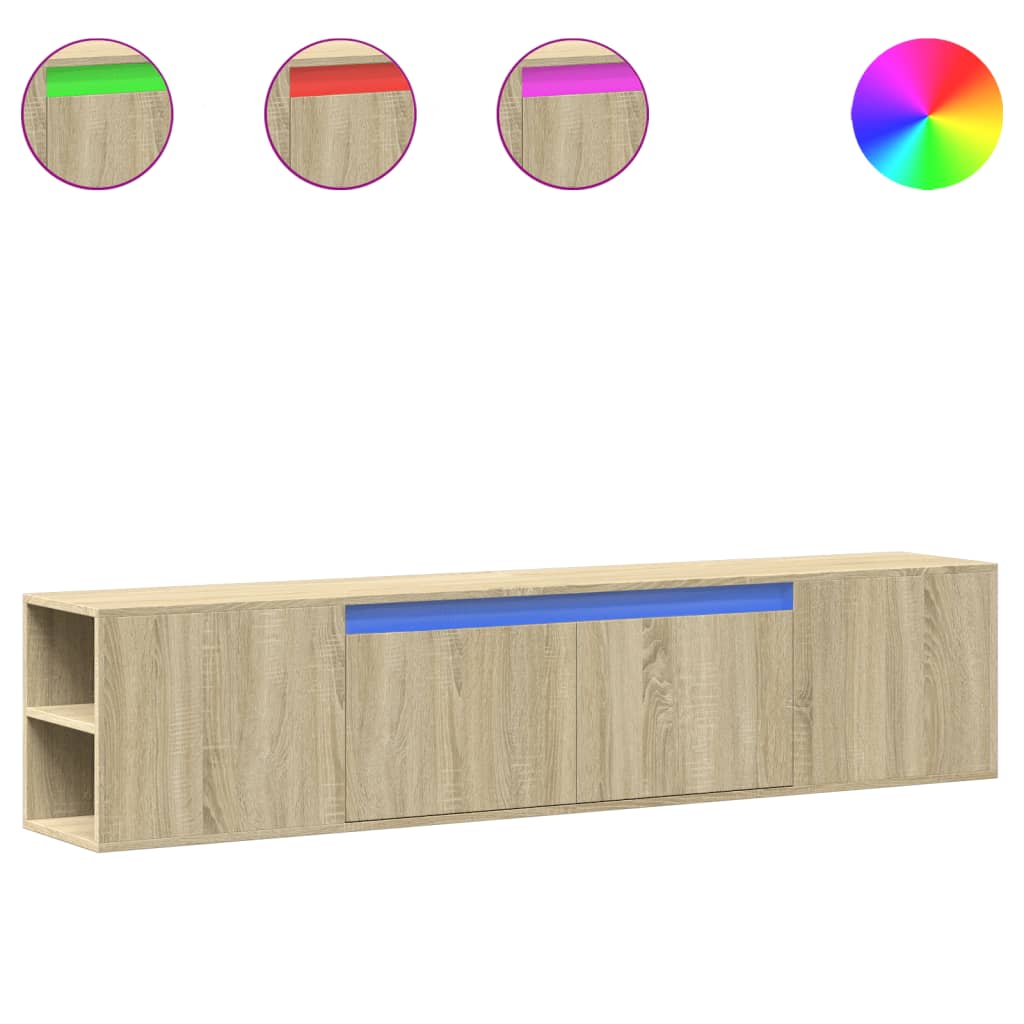 TV Wall Cabinet with LED Sonoma Oak 180x31x39,5 cm