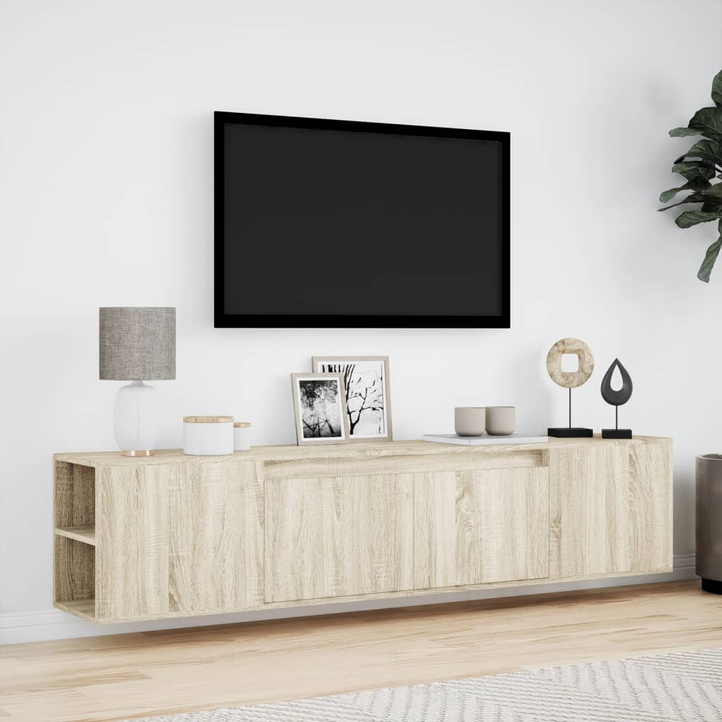 TV Wall Cabinet with LED Sonoma Oak 180x31x39,5 cm