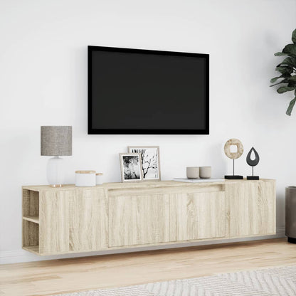 TV Wall Cabinet with LED Sonoma Oak 180x31x39,5 cm