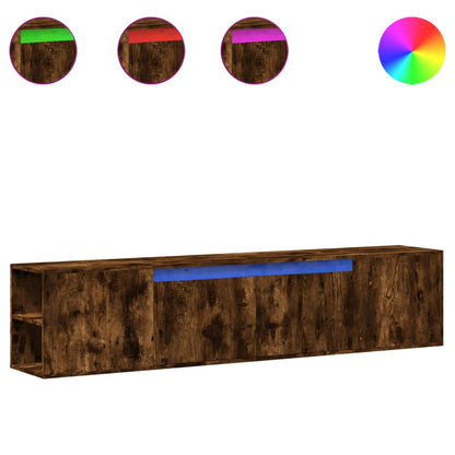 TV Wall Cabinet with LED Smoked Oak 180x31x39.5 cm