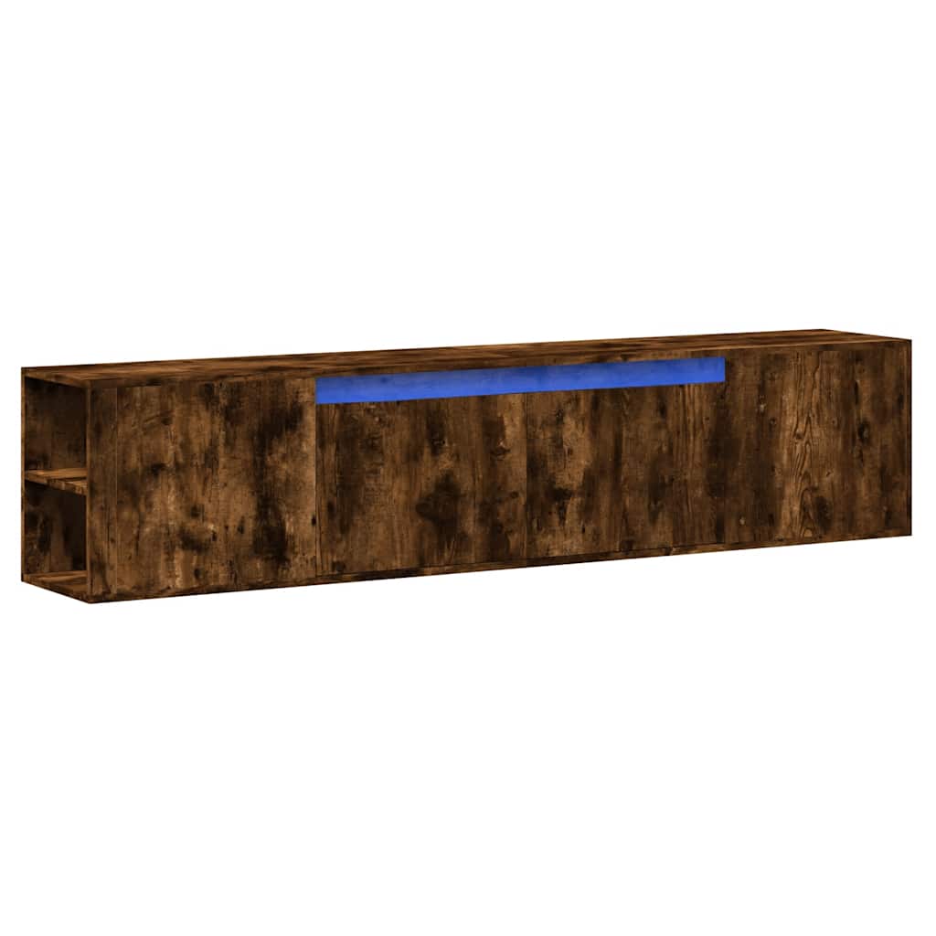 TV Wall Cabinet with LED Smoked Oak 180x31x39.5 cm