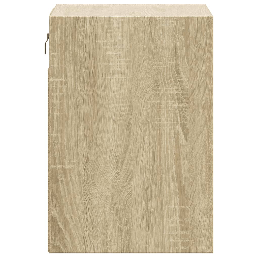 Wall-mounted Bedside Cabinets with LED Lights 2 pcs Sonoma Oak