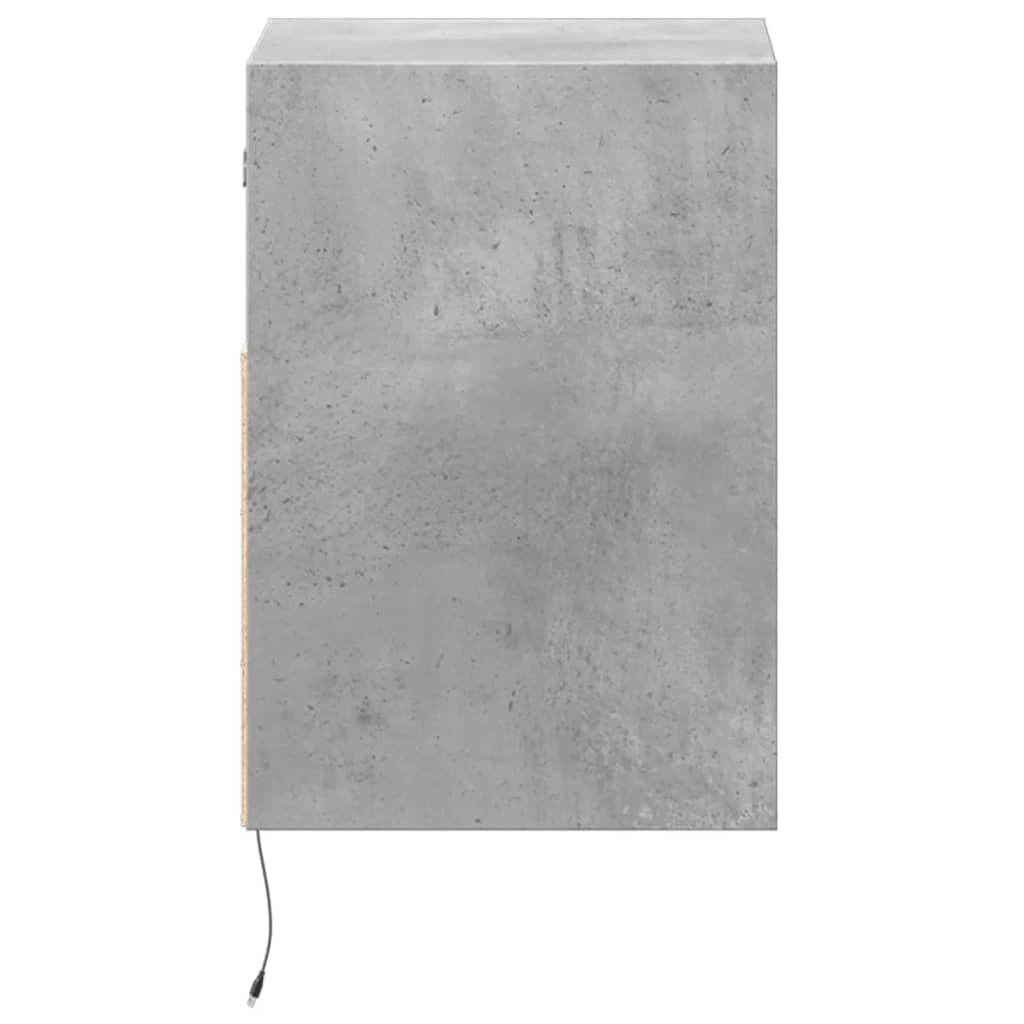 Wall-mounted Bedside Cabinets with LED 2 pcs Concrete Grey