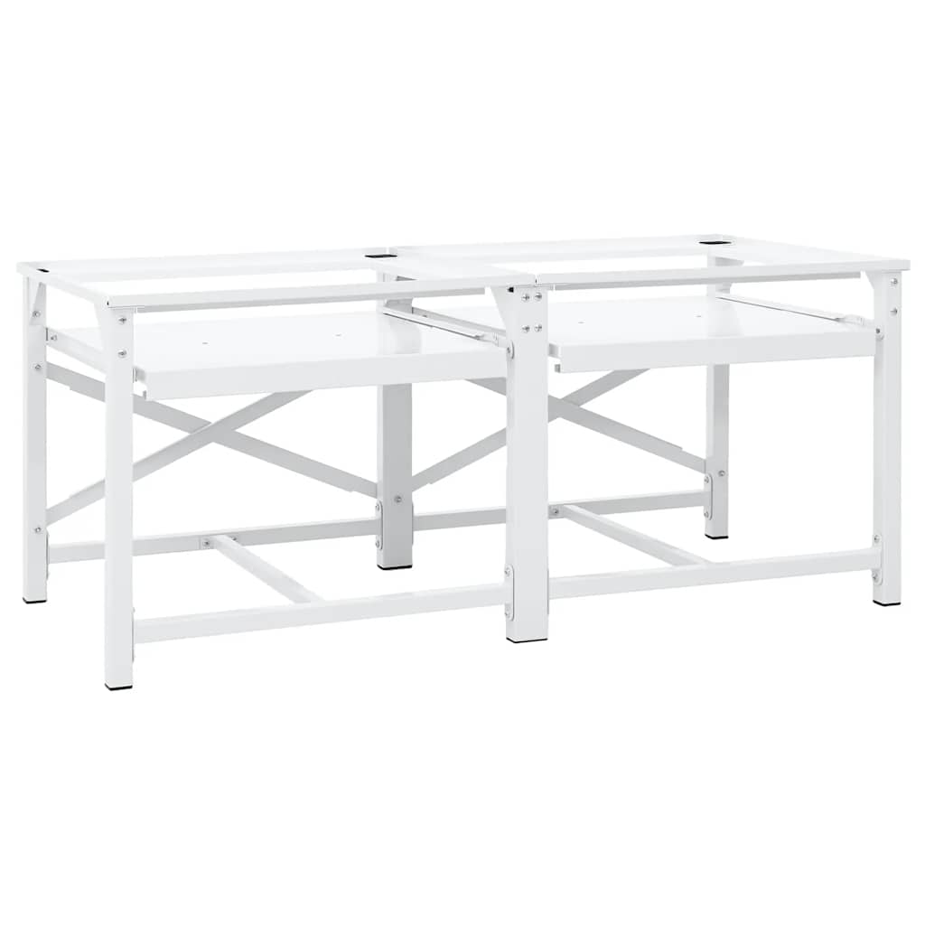 Double Washing Machine Pedestal with Pull-Out Shelves White