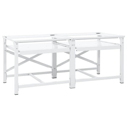 Double Washing Machine Pedestal with Pull-Out Shelves White