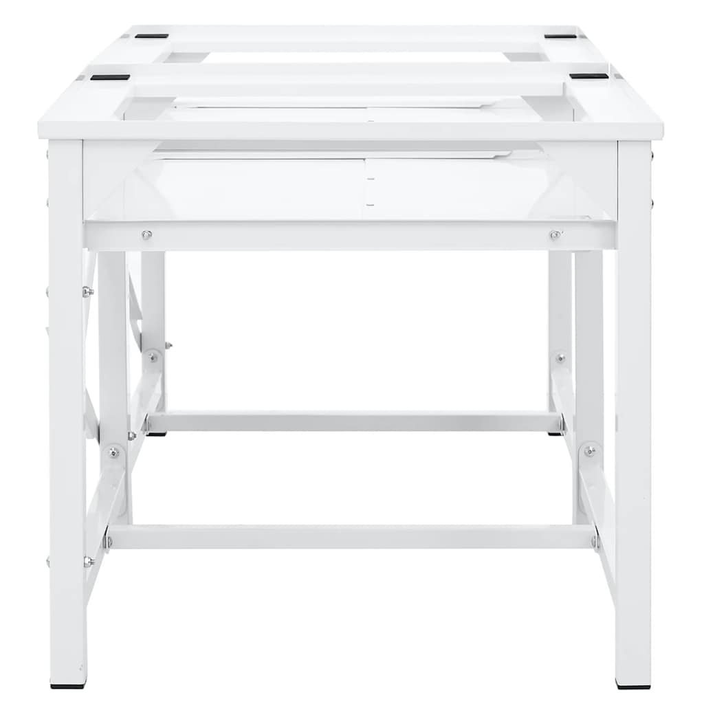 Double Washing Machine Pedestal with Pull-Out Shelves White
