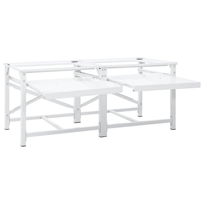 Double Washing Machine Pedestal with Pull-Out Shelves White