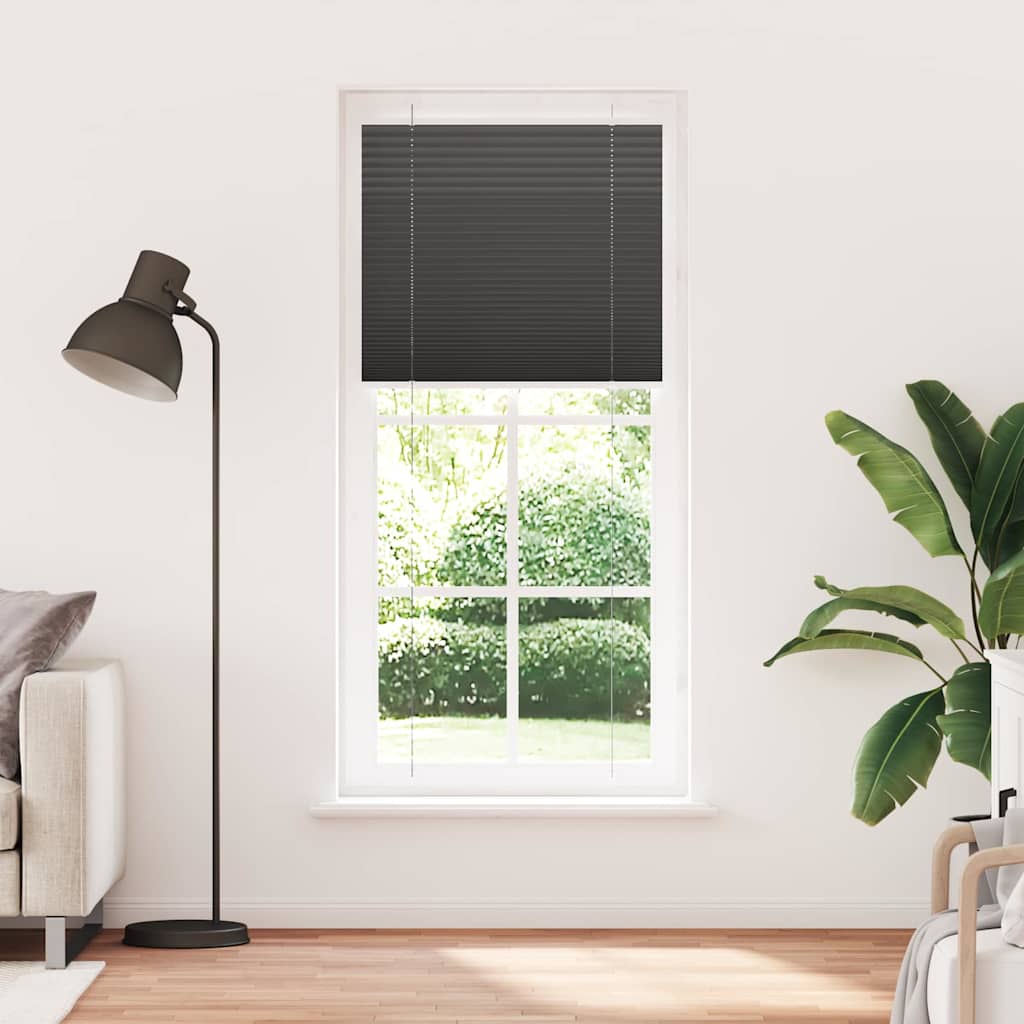 Pleated Blind Black 95x200 cm Fabric Width 94.4 cm Polyester