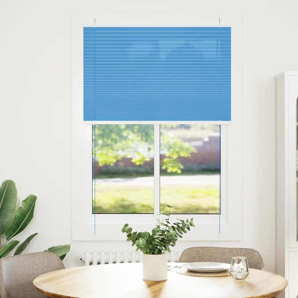 Pleated Blind Blue 100x100 cm Fabric Width 99.4 cm Polyester