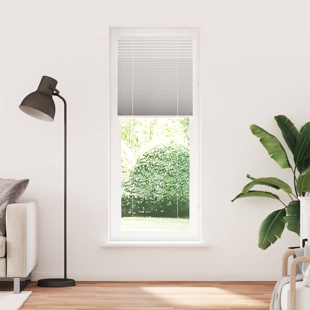 Pleated Blind Light Grey 75x200 cm Fabric Width 74.4 cm Polyester