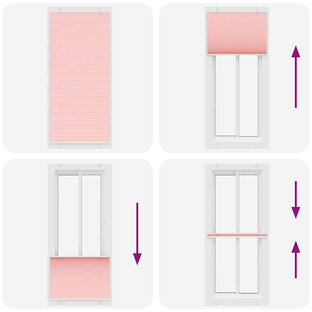 Pleated Blind Pink 100x200 cm Fabric Width 99.4 cm Polyester