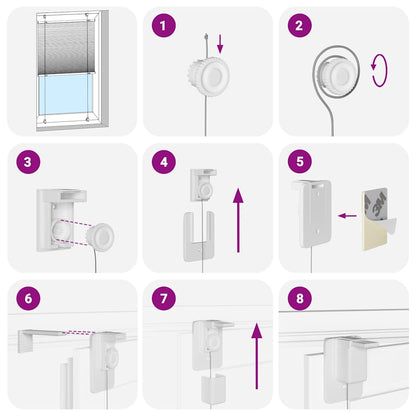 Pleated Blind White 55x200 cm Fabric Width 54.4 cm Polyester