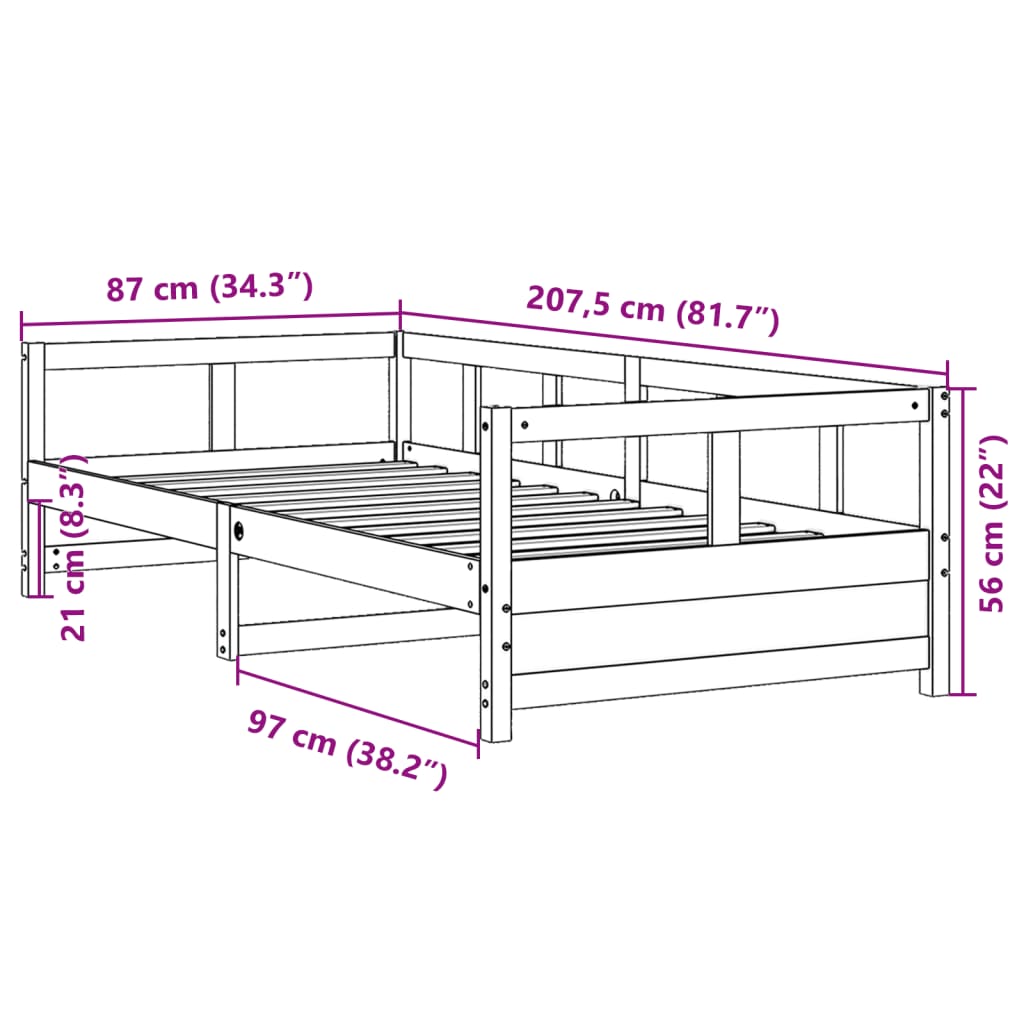 Daybed without Mattress White 80x200 cm Solid Wood Pine