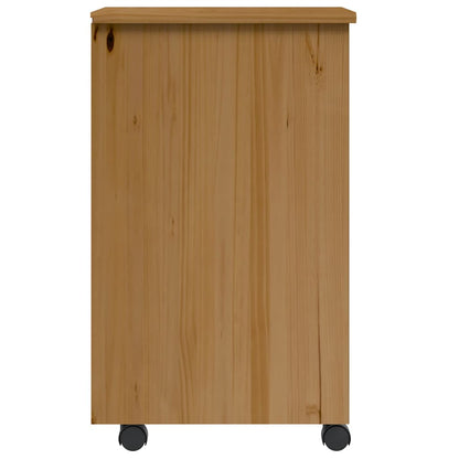 Rolling Cabinet with Drawers MOSS Honey Brown Solid Wood Pine