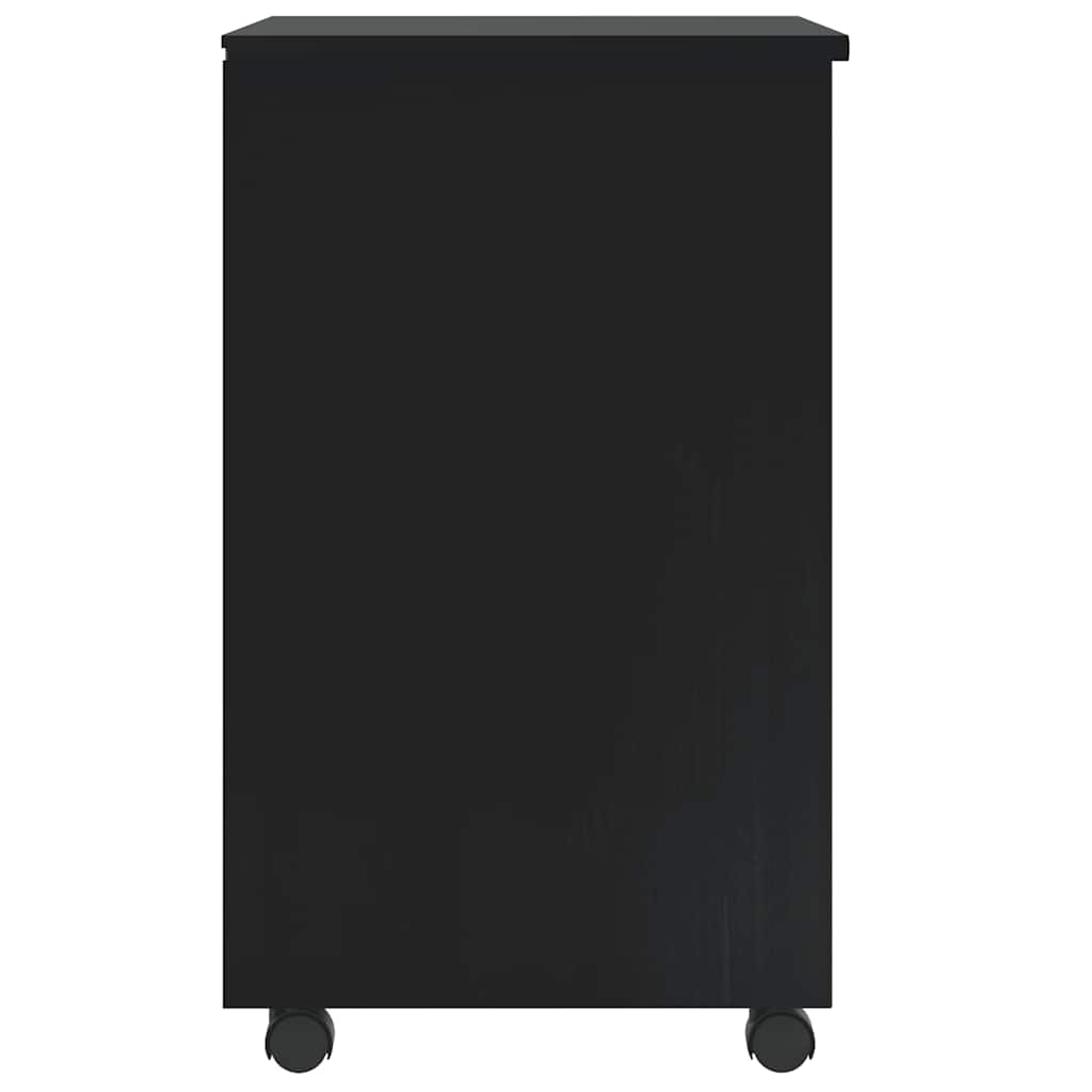 Rolling Cabinet with Drawers MOSS Black Solid Wood Pine
