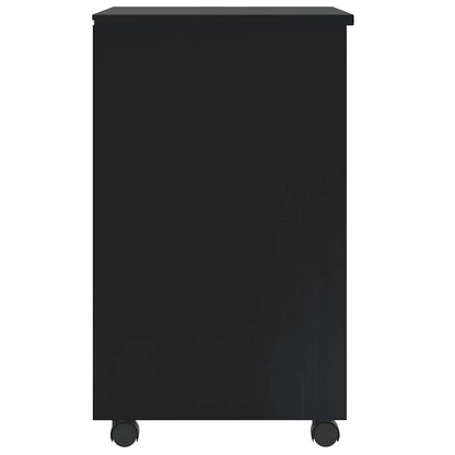 Rolling Cabinet with Drawers MOSS Black Solid Wood Pine