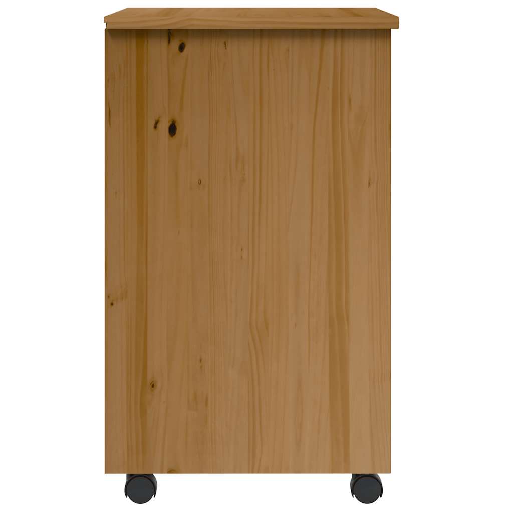 Rolling Cabinet with Drawers MOSS Honey Brown Solid Wood Pine