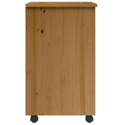 Rolling Cabinet with Drawers MOSS Honey Brown Solid Wood Pine