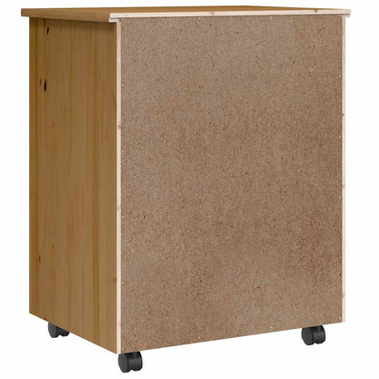 Rolling Cabinet with Drawers MOSS Honey Brown Solid Wood Pine