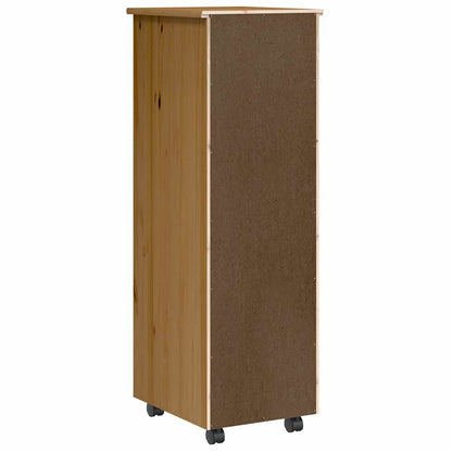 Rolling Cabinet with Drawers MOSS Honey Brown Solid Wood Pine