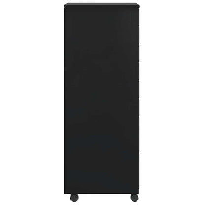 Rolling Cabinet with Drawers MOSS Black Solid Wood Pine