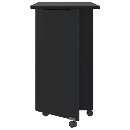 Rolling Cabinet with Desk MOSS Black Solid Wood Pine