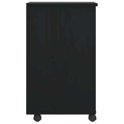 Rolling Cabinet with Drawers MOSS Black Solid Wood Pine