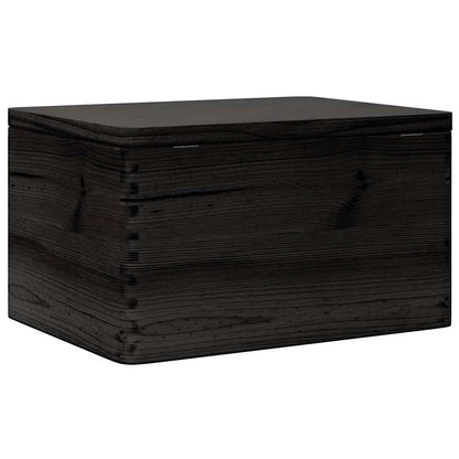 Wooden Box with Lid Black 40x30x23 cm Solid Wood Pine